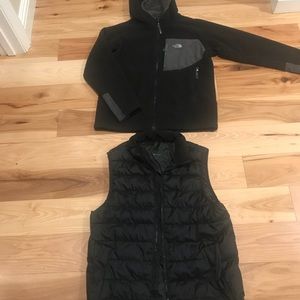North Face hooded fleece with champions puffy vest